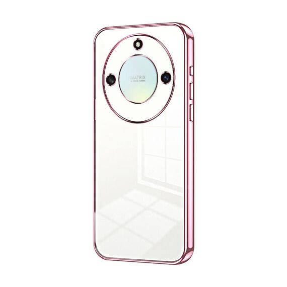 Custodia per telefono con foro sottile con placcatura trasparente per Honor X40 5G / Magic5 Lite / X9a (rosa)