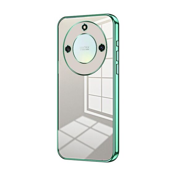 Custodia per telefono con foro sottile con placcatura trasparente per Honor X40 5G / Magic5 Lite / X9a (verde)
