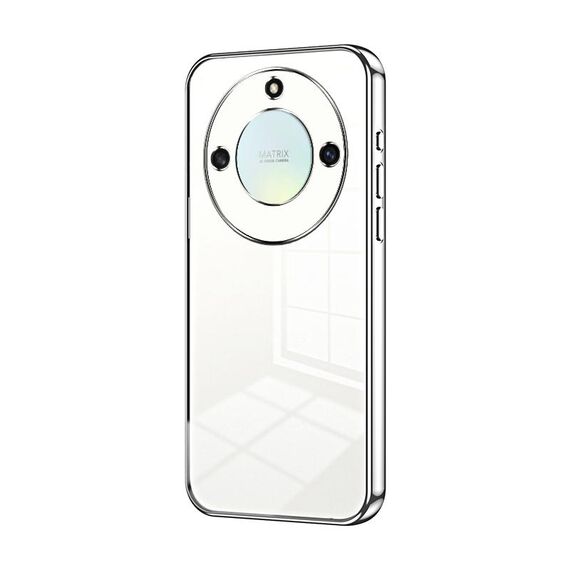Custodia per telefono con foro sottile con placcatura trasparente per Honor X40 5G / Magic5 Lite / X9a (Argento)