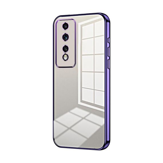 Custodia per telefono con foro fine con placcatura trasparente per Honor 80 GT (viola)