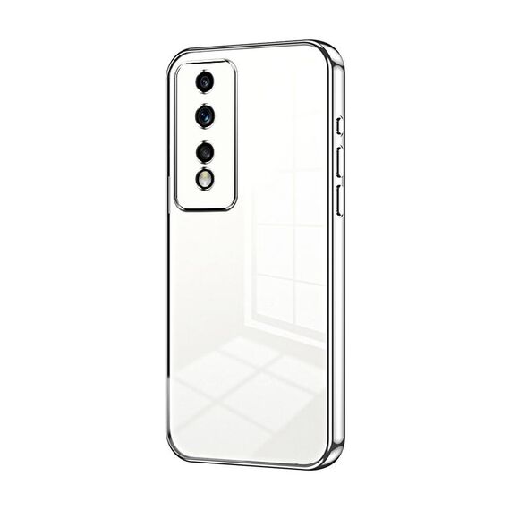 Custodia per telefono con foro fine con placcatura trasparente per Honor 80 GT (argento)