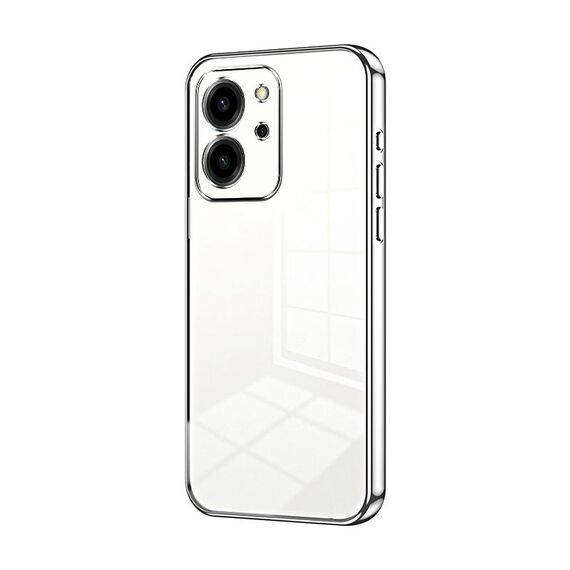 Per Honor 80 SE Custodia per telefono con foro fine con placcatura trasparente (Argento)