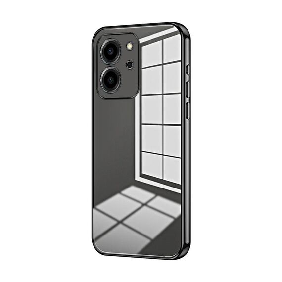 Per Honor 80 SE Custodia per telefono con foro sottile con placcatura trasparente (nera)