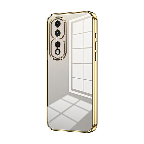 Per Honor 80 Pro Custodia per telefono con foro fine con placcatura trasparente (oro)