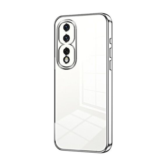 Per Honor 80 Pro Custodia per telefono con foro fine con placcatura trasparente (Argento)