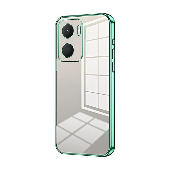 Custodia per telefono con foro fine con placcatura trasparente per Honor Play 40 Plus (verde)