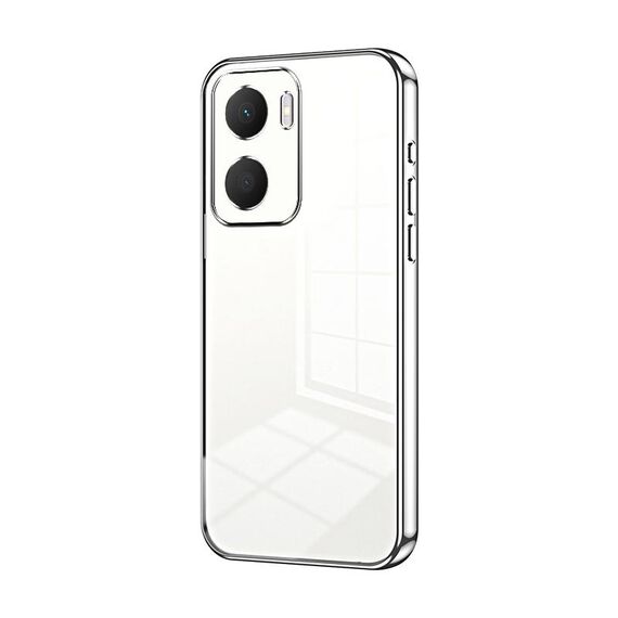 Custodia per telefono con foro fine con placcatura trasparente per Honor Play 40 Plus (argento)