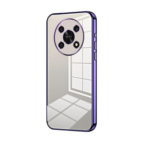 Custodia per telefono con foro sottile con placcatura trasparente per Honor X30 / X9 5G (viola)