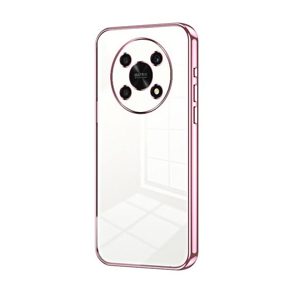 Custodia per telefono con foro sottile con placcatura trasparente per Honor X30 / X9 5G (rosa)