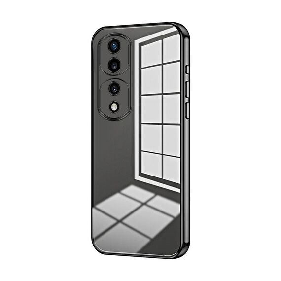 Per Honor 70 Pro / 70 Pro+ Custodia per telefono con foro fine con placcatura trasparente (nera)