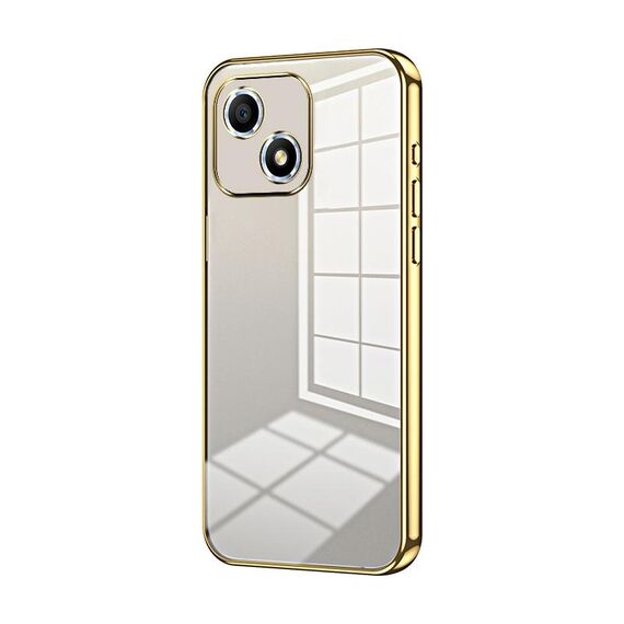 Custodia per telefono con foro fine con placcatura trasparente per Honor Play 30 (oro)
