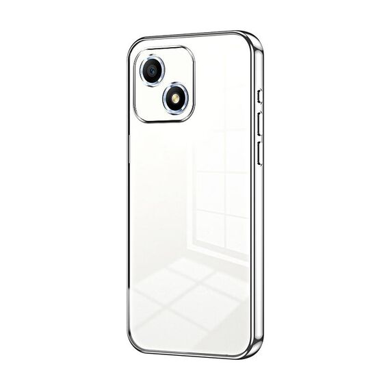Custodia per telefono con foro fine con placcatura trasparente per Honor Play 30 (argento)