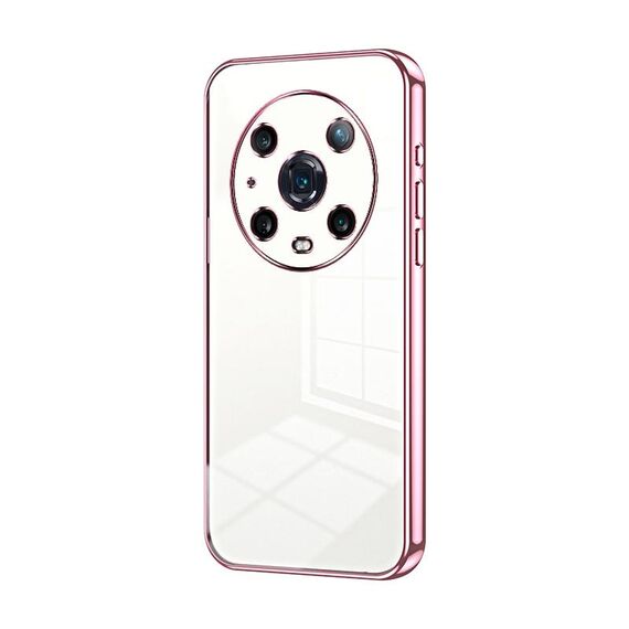 Per Honor Magic4 Pro Custodia per telefono con foro sottile con placcatura trasparente (rosa)