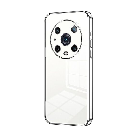 Per Honor Magic4 Pro Custodia per telefono con foro sottile con placcatura trasparente (Argento)