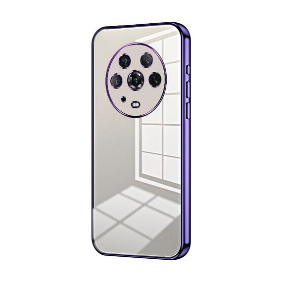 Custodia per telefono con foro fine con placcatura trasparente per Honor Magic4 (viola)