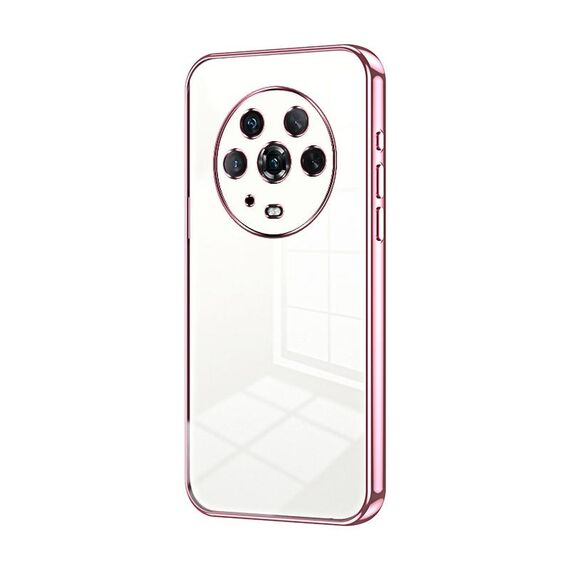 Custodia per telefono con foro sottile con placcatura trasparente per Honor Magic4 (rosa)
