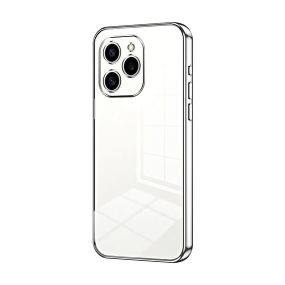 Per Honor 60 SE Custodia per telefono con foro fine con placcatura trasparente (Argento)
