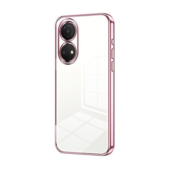 Custodia per telefono con foro fine con placcatura trasparente per Honor Play 30 Plus (rosa)