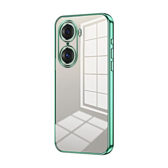 Custodia per telefono con foro sottile con placcatura trasparente per Honor 60 Pro (verde)