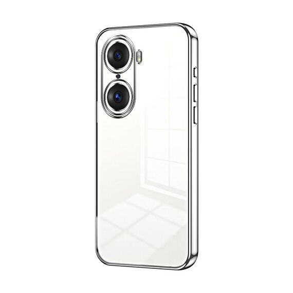 Per Honor 60 Pro Custodia per telefono con foro fine con placcatura trasparente (Argento)