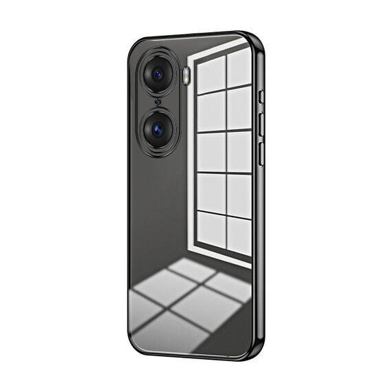 Per Honor 60 Pro Custodia per telefono con foro sottile con placcatura trasparente (nera)
