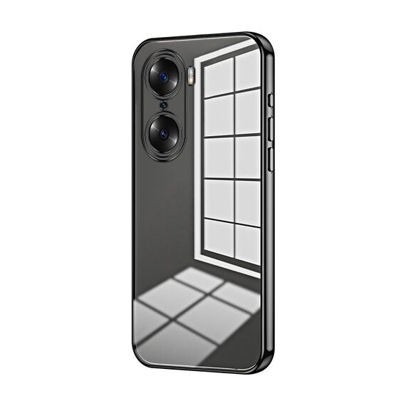 Per Honor 60 Custodia per telefono con foro sottile con placcatura trasparente (nera)