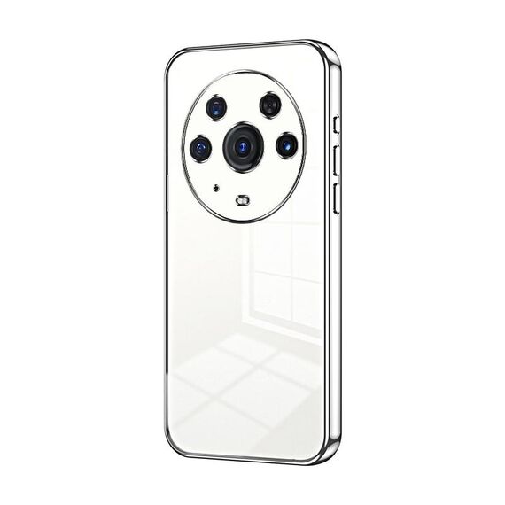 Per Honor Magic3 Pro Custodia per telefono con foro sottile con placcatura trasparente (Argento)