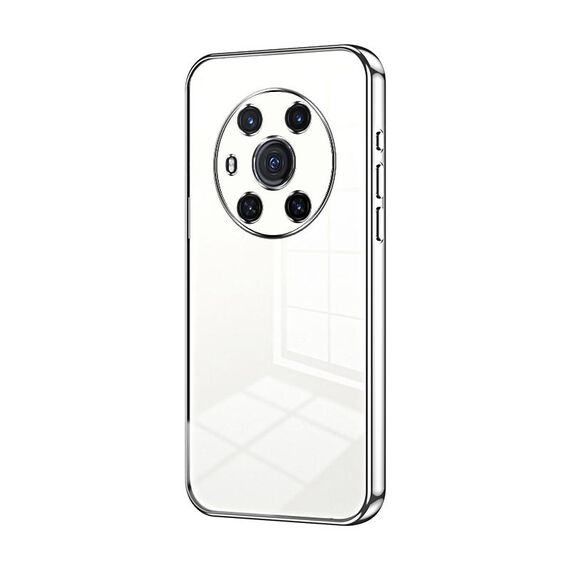 Per Honor Magic3 Custodia per telefono con foro sottile con placcatura trasparente (Argento)