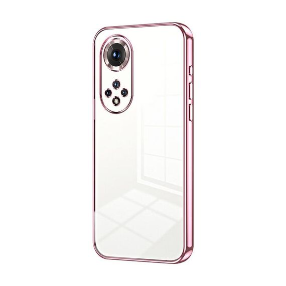 Custodia per telefono con foro fine con placcatura trasparente per Honor 50 Pro / Huawei nova 9 Pro (rosa)