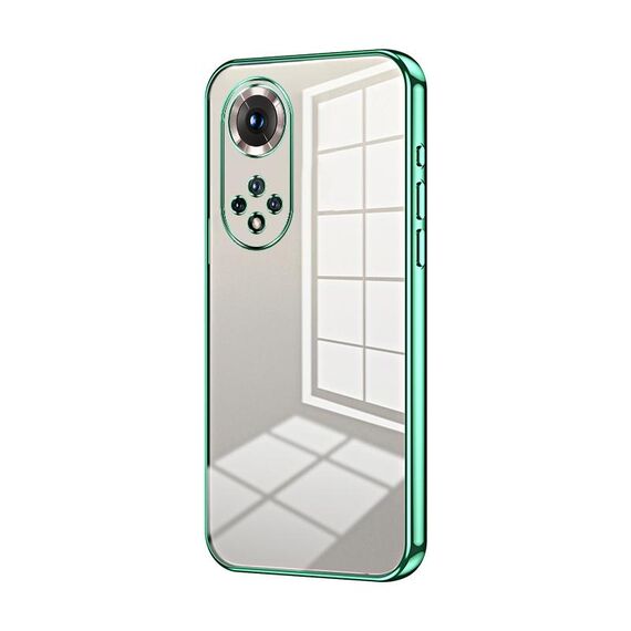 Custodia per telefono con foro fine con placcatura trasparente per Honor 50 Pro / Huawei nova 9 Pro (verde)