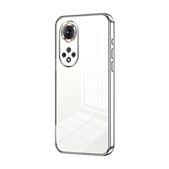 Custodia per telefono con foro fine con placcatura trasparente per Honor 50 Pro / Huawei nova 9 Pro (Argento)