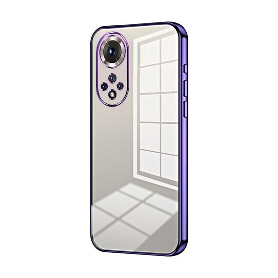Custodia per telefono con foro fine con placcatura trasparente per Honor 50 / Huawei nova 9 (viola)