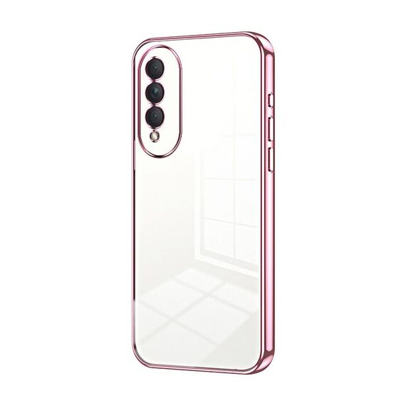 Custodia per telefono con foro sottile con placcatura trasparente per Honor X20 SE / Huawei nova 10z (rosa)