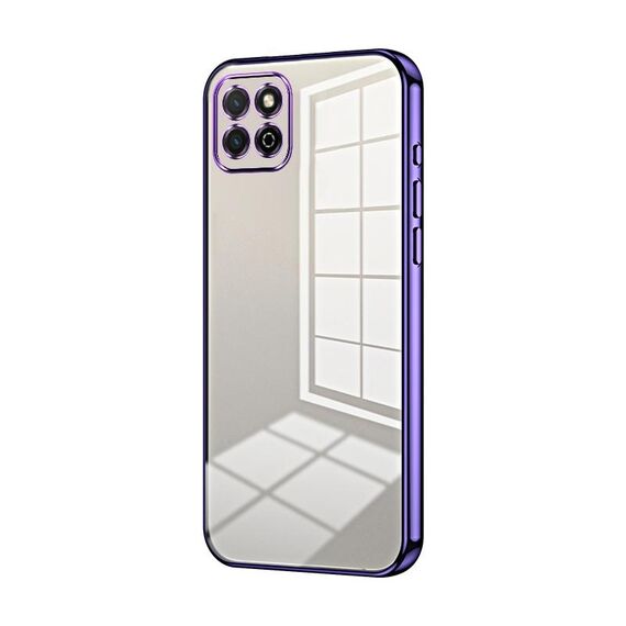 Custodia per telefono con foro fine con placcatura trasparente per Honor Play 20 4G (viola)