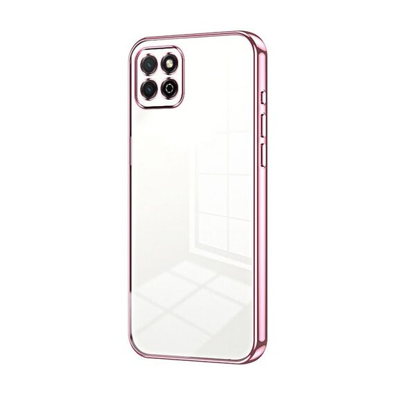 Custodia per telefono con foro fine con placcatura trasparente per Honor Play 20 4G (rosa)