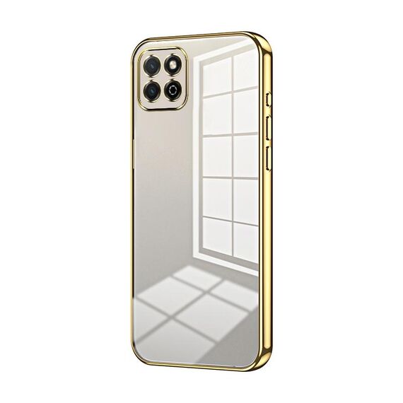 Custodia per telefono con foro fine con placcatura trasparente per Honor Play 20 4G (oro)