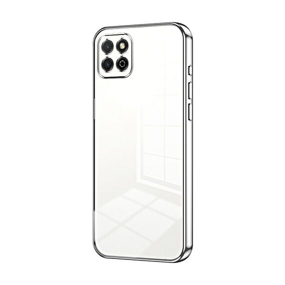 Custodia per telefono con foro fine con placcatura trasparente per Honor Play 20 4G (argento)