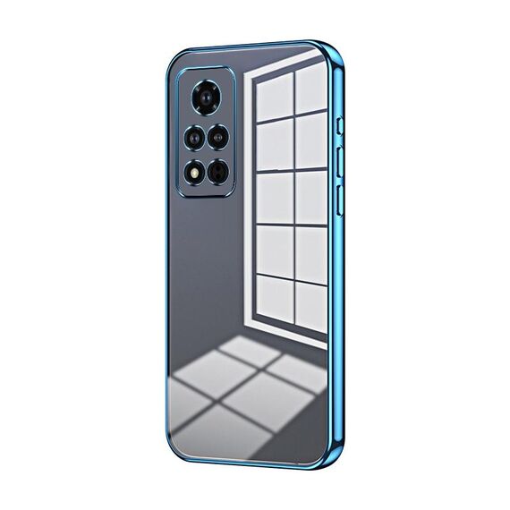 Per Honor V40 Custodia per telefono con foro sottile con placcatura trasparente (blu)
