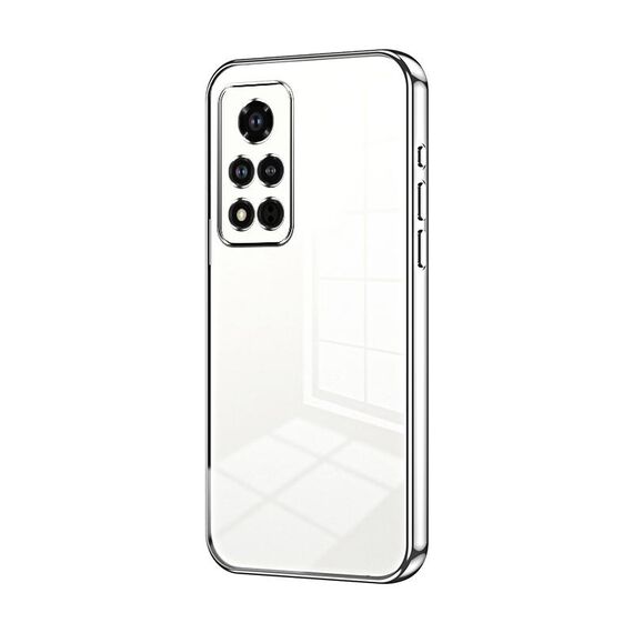 Custodia per telefono con foro fine con placcatura trasparente per Honor V40 (argento)