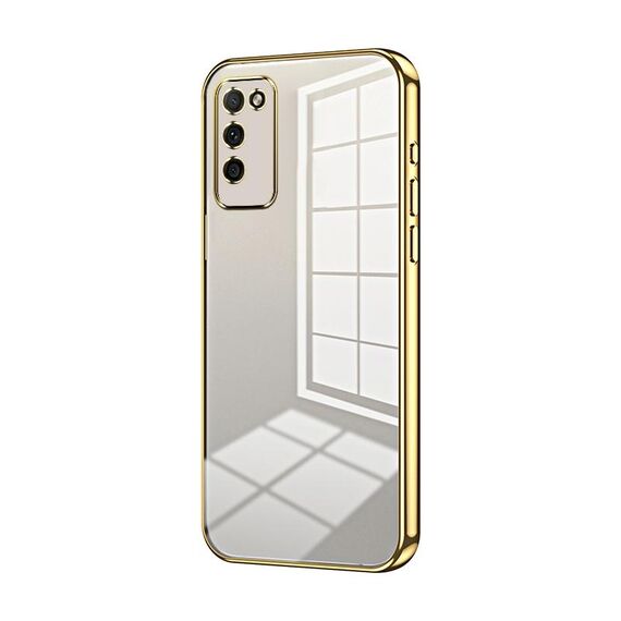 Custodia per telefono con foro fine con placcatura trasparente per Honor 30 Youth (oro)