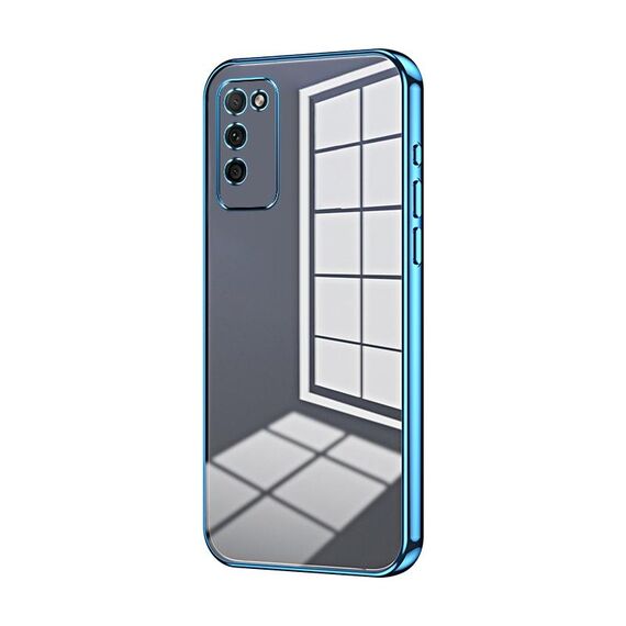 Custodia per telefono con foro fine con placcatura trasparente per Honor 30 Youth (blu)