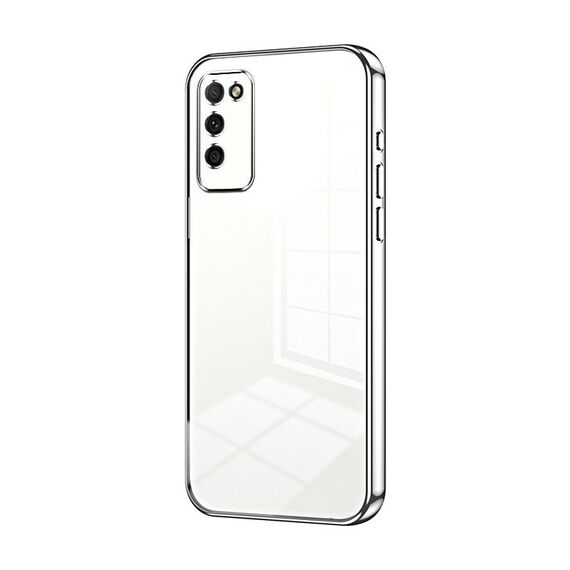 Custodia per telefono con foro fine con placcatura trasparente per Honor 30 Youth (argento)