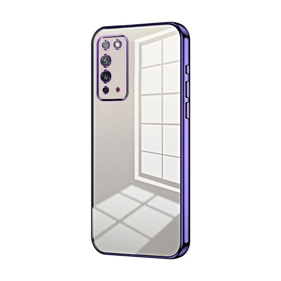Custodia per telefono con foro fine con placcatura trasparente per Honor X10 (viola)