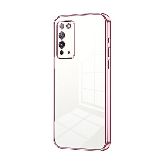 Custodia per telefono con foro fine con placcatura trasparente per Honor X10 (rosa)