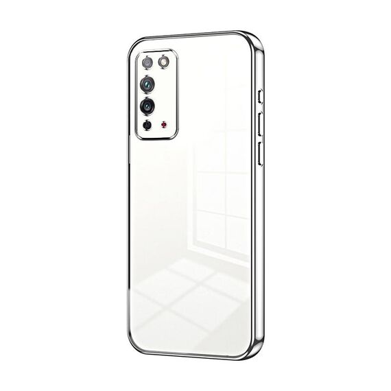 Custodia per telefono con foro fine con placcatura trasparente per Honor X10 (argento)