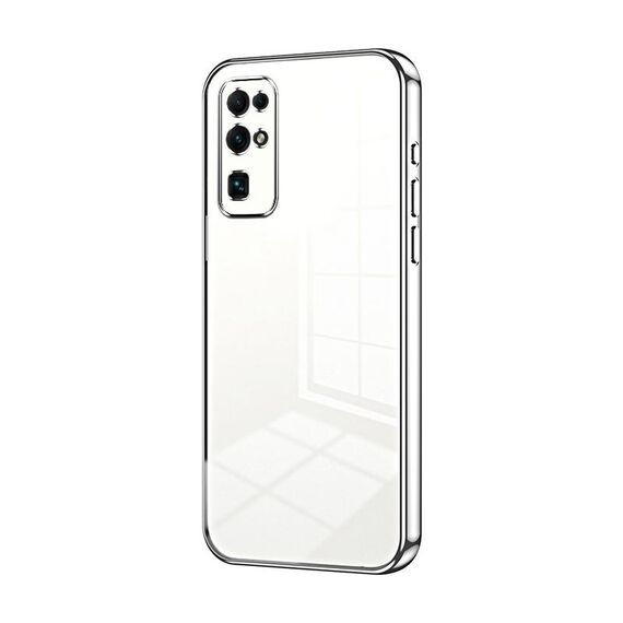 Per Honor 30 Custodia per telefono con foro fine con placcatura trasparente (argento)