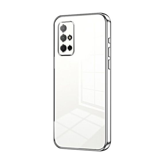 Custodia per telefono con foro fine con placcatura trasparente per Honor 30S (argento)