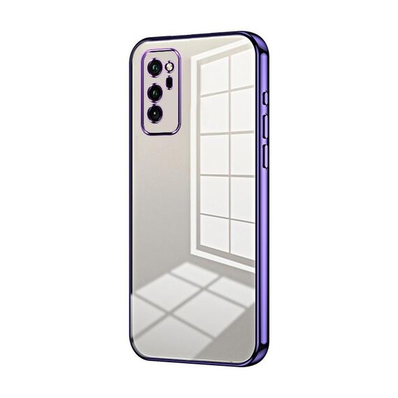 Custodia per telefono con foro fine con placcatura trasparente per Honor V30 (viola)