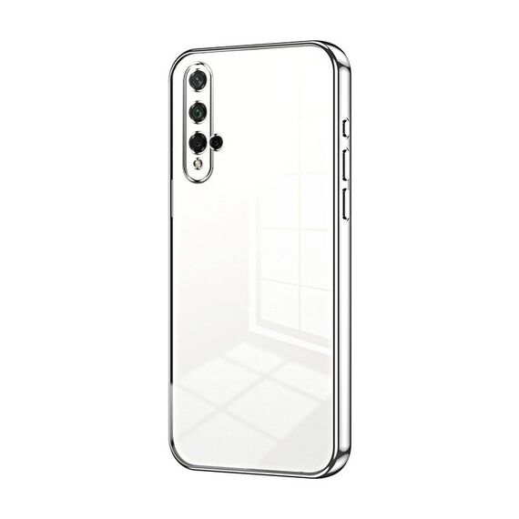 Per Honor 20 / 20S / nova 5T Custodia per telefono con foro fine con placcatura trasparente (Argento)