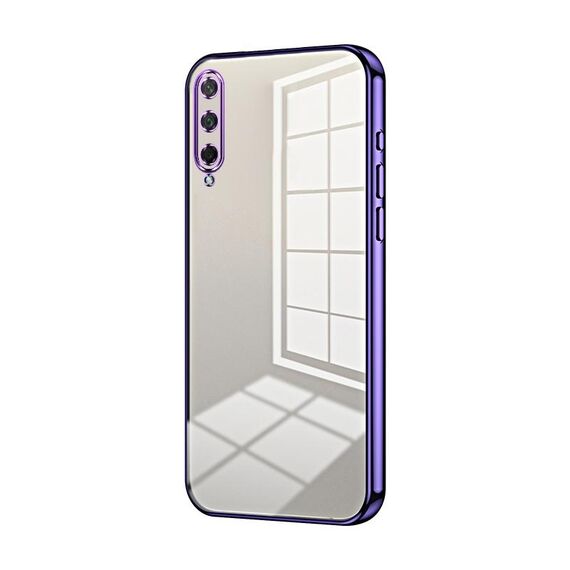 Custodia per telefono con foro fine con placcatura trasparente per Honor Play 3 (viola)